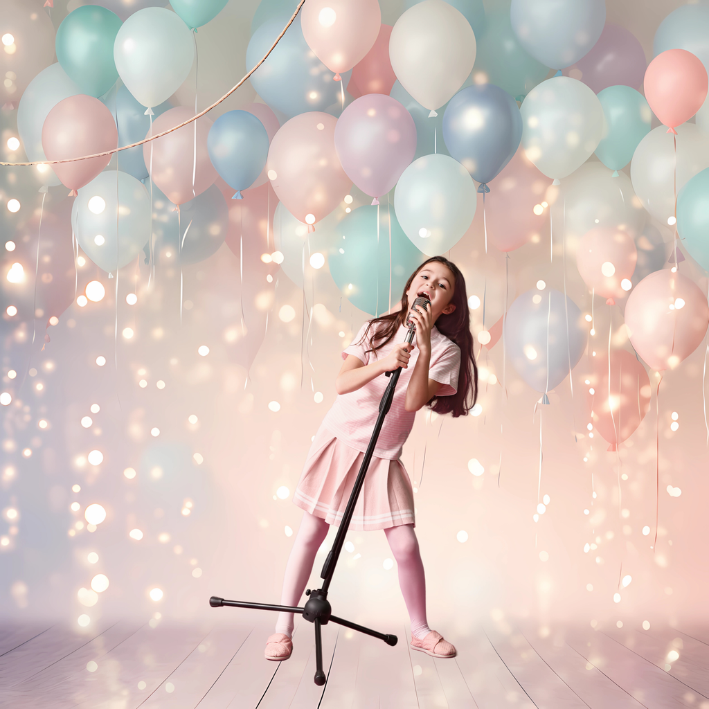 Virtual Photo Lab – Balloon Party Portrait (Pink Balloon Background – Square Digital)