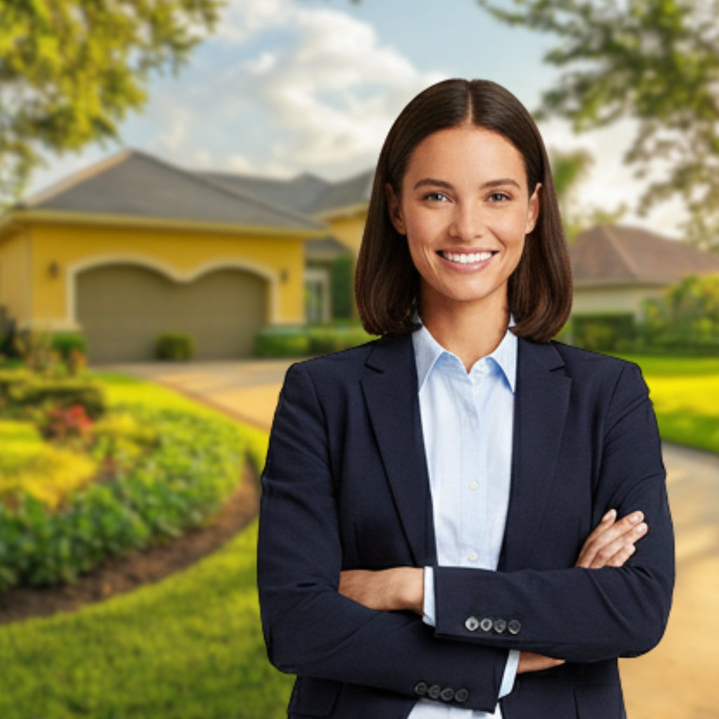 Virtual Photo Lab – Realtor Headshot with Real Estate Background (2800 × 2800 Digital)