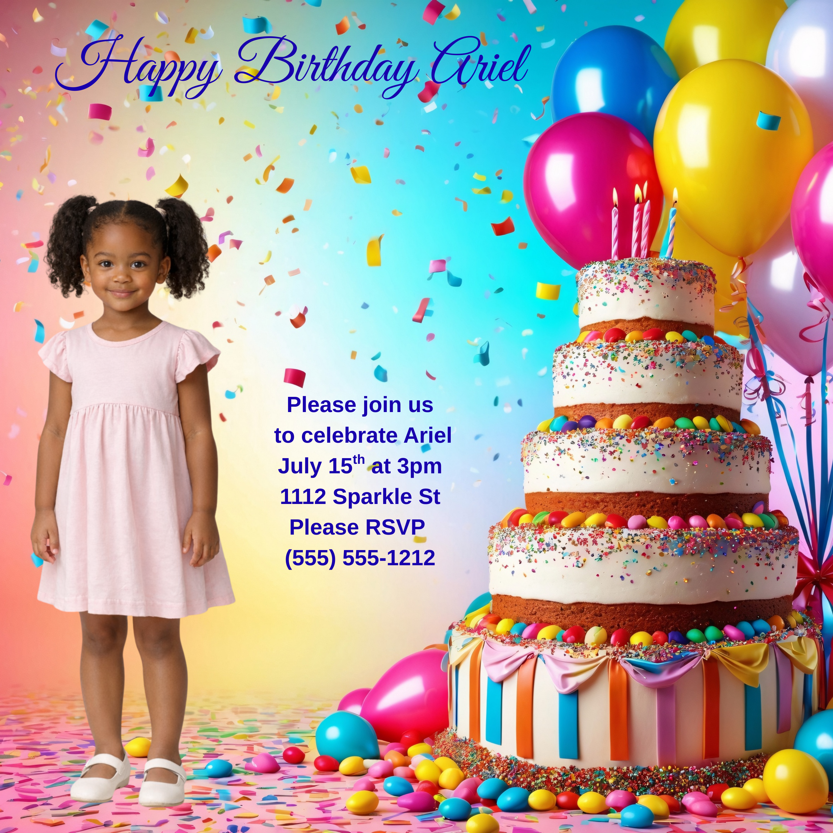 Virtual Photo Lab – Balloon Party Portrait (Pink Balloon Background – Square Digital)