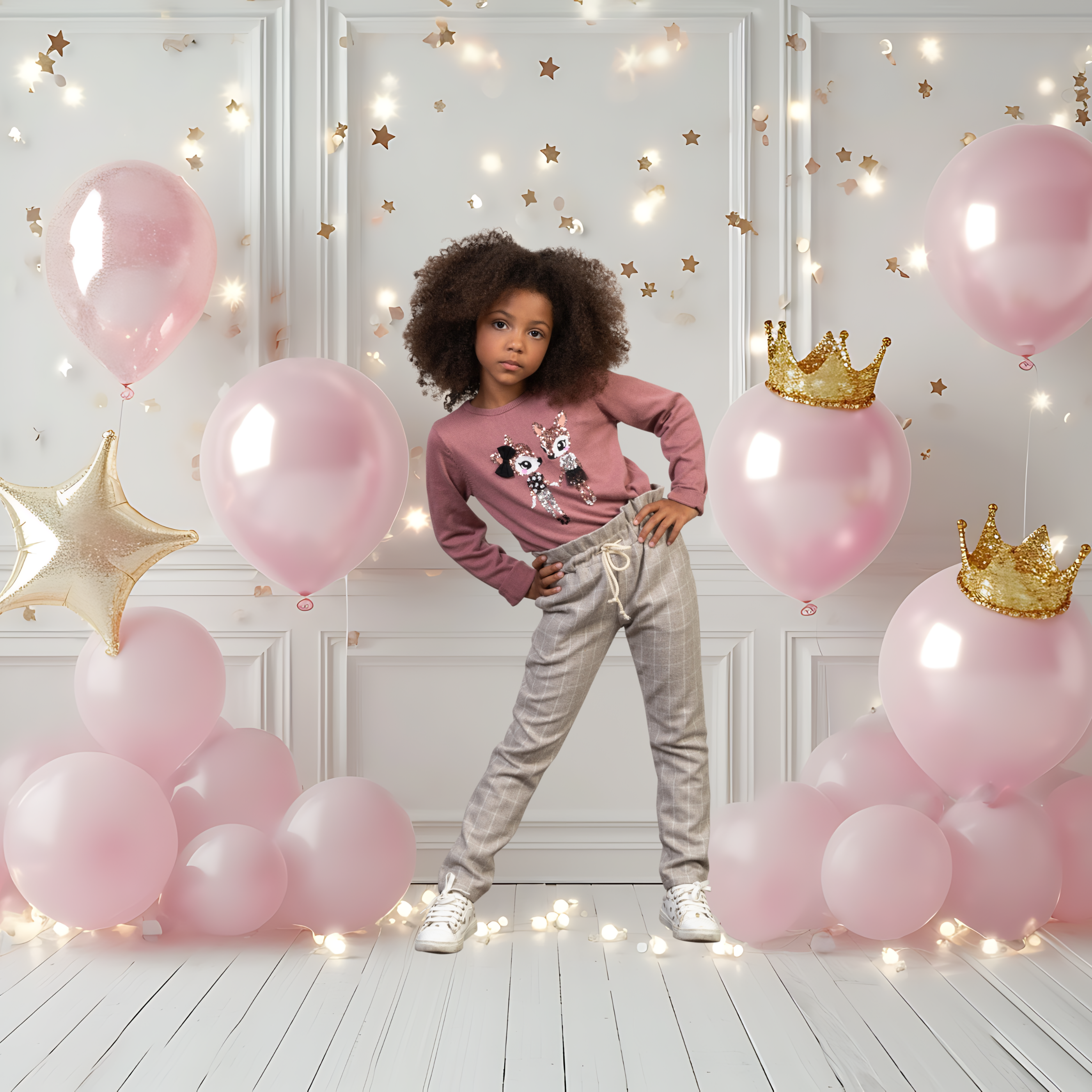 Virtual Photo Lab – Balloon Party Portrait (Pink Balloon Background – Square Digital)
