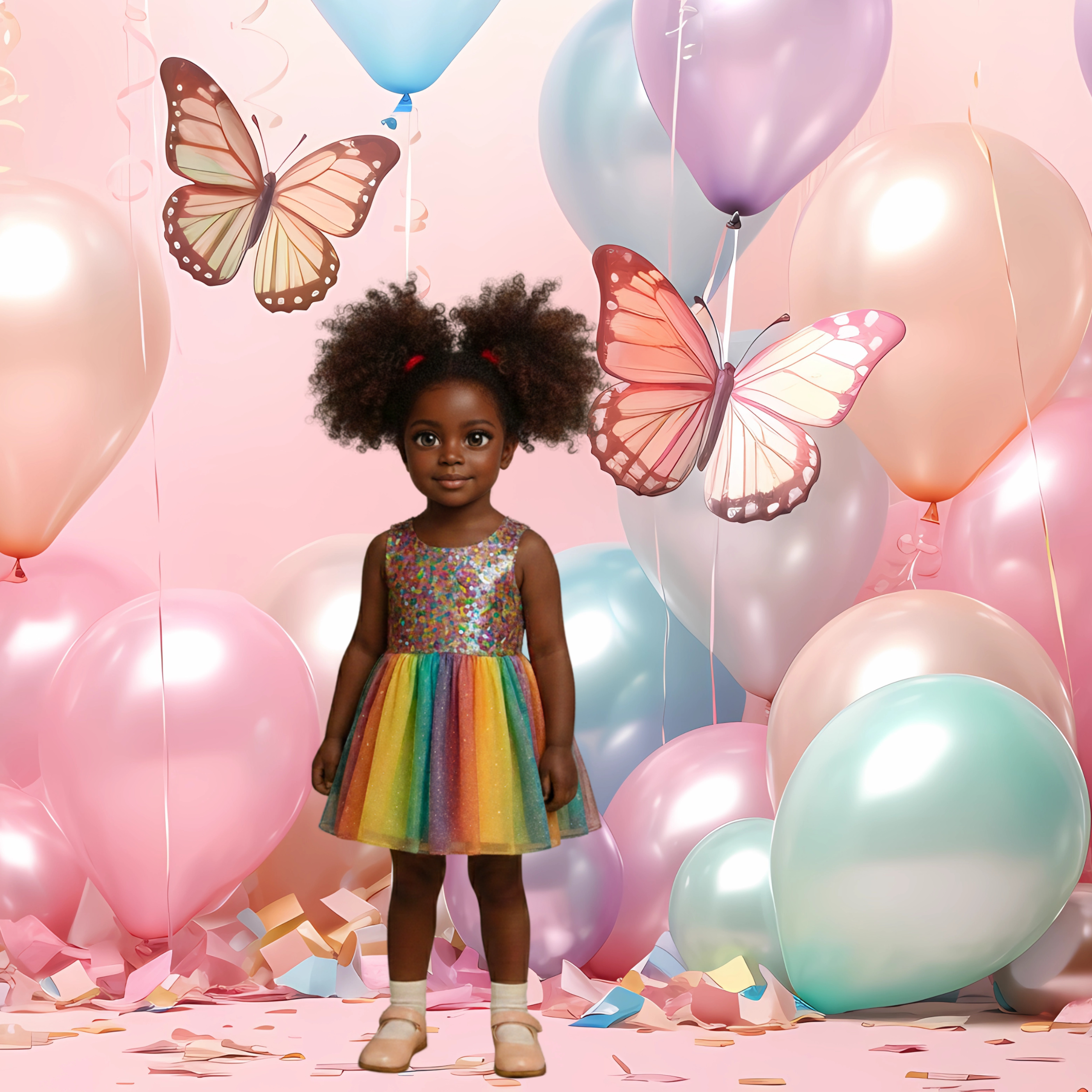 Virtual Photo Lab – Balloon Party Portrait (Pink Balloon Background – Square Digital)