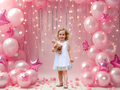 Virtual Photo Lab – Balloon Party Portrait (Pink Balloon Background – Square Digital)