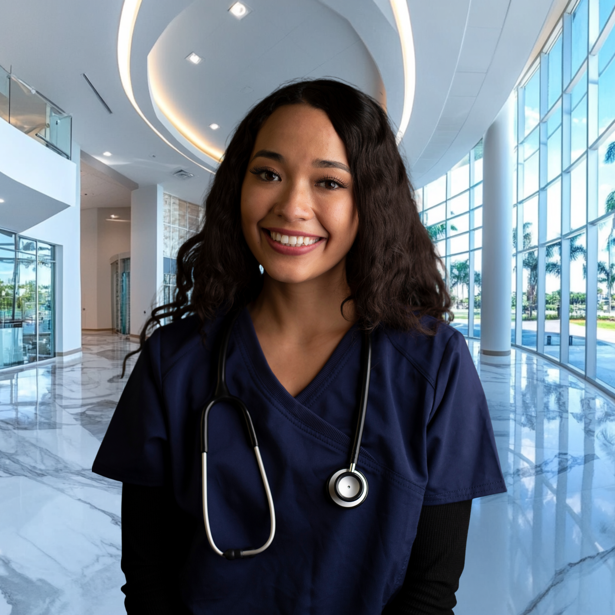 Virtual Photo Lab – Healthcare Headshot with Hospital Background (2800 × 2800 Digital)