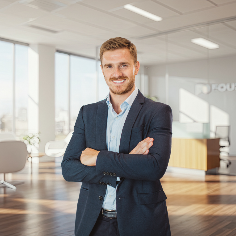 Virtual Photo Lab – Modern Office Background Online Headshot (2800 × 2800 Digital)